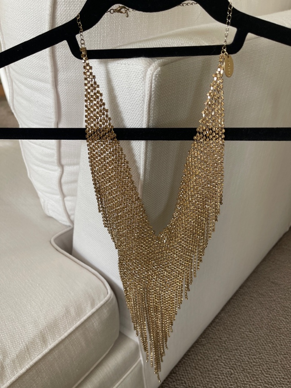 NATASHA Fringe Gold Cascading Rhinestone necklace - Picture 2 of 5